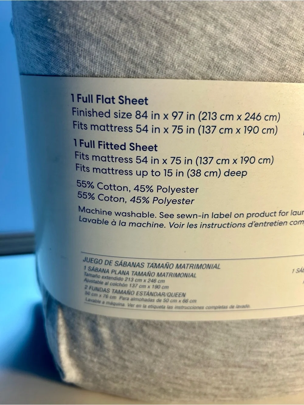 Bed Bath & Beyond Simply Essential Heathered Jersey Sheet Set, Light Grey, Full